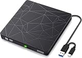 Zedar Externer DVD Player & Brenner - DVD/CD-Laufwerk kompatibel mit Laptop & Macbook - Daten & Stromversorgung via USB 3.0 oder USB C