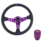 Universal Rennlenkrad Universal 14 Zoll 350mm PVC. Auto Racing-Lenkräder Tiefmais driftet Sportlenkrad mit Umschaltknopf(B)