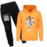 Jude Bellingham Freizeitanzug mit Kapuze und Hose für Kinder, Sportbekleidung für Fußballfans, Orange, für Kinder von 3-4 J