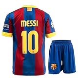 NIHMEX Barcelona Legende #10 Retro Seltenes Fußball Kinder Trikot Shorts Set Jugendgrößen (Blau, 152)