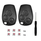 SLshiBo 2 Pack Renault Schlüssel Gehäuse 3 Tasten Autoschlüssel Gehäuse Renault mit 6 Mikrotaster Taster und Schraubendreher Kompatibel mit Renault Twingo Kangoo Modus Dacia Clio und Trafic (9.5mm)