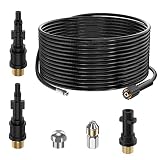 15M Rohrreinigungsschlauch für Kärcher K2 K3 K4 K5 K6 K7 HD HDS, 180Bar Rohrreinigungsset mit Düsen Starr + Rotierend, Adapter Kompatible für Hochdruckreiniger Lavor Parkside & Bosch Zubehö