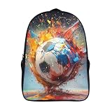 FSHAOETCO Football Rucksäcke Kinder Schulrucksack Schultasche 3D-gedruckte Cartoon Anime Schultaschen Für Jungen Grund- Und Mittelschüler Schulranzen 40x28x16