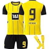 MVNBFSP Personalisiertes Dortmund BVB Football Trikot Kinder Erwachsene Fussball Trikots & Shorts mit GRATIS Name Nummer Fußball Trik