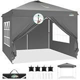 COBIZI Pavillon 3x3, UV-Schutz 50+ Faltpavillon 3x3 Wasserdicht Stabil Winterfest mit 4 Seitenteilen und 4 Sandsäcke,Pop up Pavillion Klappbar 3x3m Pavillon für Camping,Strand,Familientreffen (Grau)