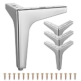SHEENO 4 Stück Metalldreieck Möbel Füße,5 inch 13cm Möbel Tischbeine,Füße für Sofas und Sessel,Ersatz Dreieck Schrank Füße für Schrank, Sofa, Stuhl, Couchtisch mit Schrauben(Silber)