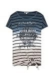 SOCCX Damen Streifenshirt Dip Dye mit Knotensaum Blue Navy/Desert Beige L