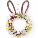 Valery Madelyn 40.6cm Osterkranz mit Eiern, Künstliche Türkranz, Osterei Kranz mit LED Licht, Hasenförmiger Wandkranz Frühlingskranz für Osterdeko, Frühlingsdek