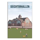 Metall-Blechschild Deutschland Hamburger Deichtorhallen Vintage Reise Blechschild rustikale Dekoration Höhle Café Bar Schlafzimmer Zuhause Wanddekoration Blechschild 30 x 43