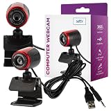 Setty Webcam mit Mikrofon für Spiel, Live-Streaming, Videoanruf, Konferenz, Fernarbeit, 360 grad kamera Kompatibel mit Skype, FaceTime, Zoom, Teams, YouTube, USB-Anschluss PC, Macbook Laptop M