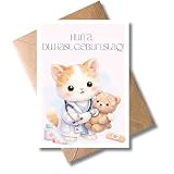 WBdesignz Geburtstagskarte „Hurra, du hast Geburtstag!“ mit Umschlag - Süße Katzenärztin mit Teddybär & Medizinmotiv - Liebevolle Glückwunschkarte zum Geburtstag, Kindergeburtstag für Kinder (DIN A6)