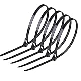 Rluobo 100 Stück Kabelbinder Wiederverschließbar, Kabelbinder 300 mm x 4,8 mm, UV Beständig, Kabelbinder Schwarz Set für Kabelmanagement, Gartenarbeit, im Büro, Wohnen und Werk