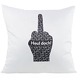 Geschenke 24 Kissen – Heul doch (ohne Wunschname): witziges Kuschelkissen mit Stinkefinger Aufdruck – Bedruckt mit lustigem Spruch „Heul doch!“