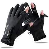 VADO VLTRA Winter-Angelhandschuhe, 2-Finger-Flip-Handschuhe, für Damen und Herren, warm, wasserdicht, winddicht, gepolstert, Winter-Fahrradhandschuhe, rutschfeste Touchscreen-H