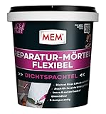 MEM Reparaturmörtel Flexibel, Zweikomponentiger Spezialmörtel für Risse, Ausbruchstellen & Betonreparaturen, Innen & Außen, Hochflexibel, Frostbeständig, Grau, 1 kg E