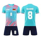 Generisch Deutschland Fußball Trikot mit Namen Nummer Logo Jungen, Personalisierte Fussball Trikot Set, Fußball Trikots Erw