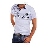Celucke Polohemd Besticken Poloshirt Herren Mit Coole Print, Männer Polo Hemd Shirt Kurzarm Basic T-Shirt Freizeit Polohemden Kurzarmhemd Herrenhemden Sweatshirt Kurzarmshirt (Weiß,XXXL)