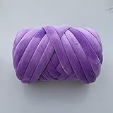 Grobes Baumwollgarn 0,25 kg / 0,5 kg Samt, 3 cm Durchmesser, dick, dick, für Handstricken, Flechten, Körbe, Decke, Teppiche, Riesengarn DIY (0,25KG-Lilac)