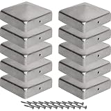 10 Pfostenkappen 7x7 cm - 70x70 mm, Zaunpfosten Metall/Zaunpfosten verzinkt, Pyramiden Form - Pfostenabdeckung/Zaunpfosten Kappen für Holzpfosten/Abdeckkappen für Zaunpfosten mit Schraub