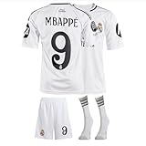 IHIMI R.Madrid Mbappe Nr.9 Kinder für Trikot Fußballtrikot, Weiß 2024 Neue Saison, Kinder Trikot, Shorts und Socken, Fußball-Trainingstrikots, Kinder Kommen Sie mit Shorts Fußball (140)