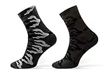 sesto senso Militär Socken 1 oder 2 Paar Baumwollsocken Camo Wandersocken in Militärfarben Army Sportsocken zum Angeln Jagen Hunting 44-46 2 pack Grau Grü