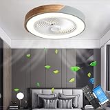 LANMOU Holz Deckenventilator mit Beleuchtung und Fernbedienung Leise LED Dimmbar Deckenleuchte mit Ventilator, Mit APP & Timer, 52cm Ventilator mit Licht für Schlafzimmer Wohnzimmer Esszimmer, G