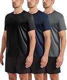 BOOJO 3er Pack Sport Tshirts Herren Schnelltrocknend Shirt Kurzarm Sportshirt Gym Funktionsshirt Männer für Fitness Training
