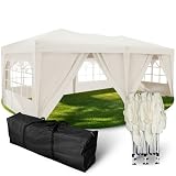 Kronenburg Faltpavillon wasserdicht Pavillon mit 6 Seitenteilen, Gartenzelt, 3x6 m - mit UV Schutz 50+, Champag