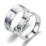 Daesar Hochzeitsringe Paar Edelstahl, Partnerringe 4MM 6MM Silber Forever Love Trauringe Verlobungsringe für Sie und Ihn Damen Gr.67 (21.3)& Herren Gr.57 (18.1)