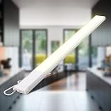 B.K.Licht - LED Leiste mit Ein-Ausschalter, warmweiße Lichtfarbe, inkl. Steckerkabel, Unterbauleuchte Küche, LED Lichtleiste Küche, Schrankbeleuchtung, Küchenlampe, 57,5x4,9x1,3 cm, Weiß-Silb