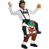 Morph Oktoberfest Huckepack Kostüm für Erwachsene, Lederhosen Verkleidung Damen Herren Karneval Kostüm Manner Halloween Kostüm Erw