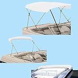 Savvycraft Bimini Top Ersatzabdeckung mit 4 Schleifen, strapazierfähiges Segeltuch, Bootsüberdachung, einfach zu installierende Reißverschlusshüllen, 4 Schleifen 243,8 cm L 231,1 cm - 243,8 cm B Weiß