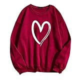 Black Friday Pullover Langarm Damen Sweatshirt S Damen Sweatshirt Warm Lässig Langärmelig O Ausschnitt Weiches Liebesherz Bedrucktes Hemd Damen Winter Sweatshirts Oberteile Pullover Asy