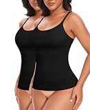 YARRCO Shape Unterhemd Damen Tank Top Bauchweg Shapewear Sport Tanktop Figurformendes Trägertop Body Shaper Hemdchen Nahlos Formendes Camisole Shaping Hemd (Schwarz+Schwarz, M)