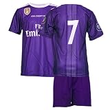 Gokaynex Madrid #7, 2017 Final Cardiff Kinder Trikot Mit kurz, für Fußballfans, Nostalgie (164,Purpur)