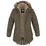 bw-online-shop Ladies Fishtail Winterparka mit Futter oliv - XS