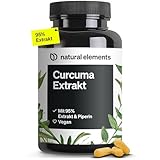 natural elements Curcuma Extrakt – Hochdosiert: Curcumingehalt EINER Kapsel entspricht 10.000mg Kurkuma – Hochdosiert aus 95% Extrakt – 90 Kap