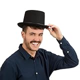 Relaxdays Zylinderhut schwarz, Fasching, Karneval, Zauberer, Einheitsgröße, max. Kopfumfang 59 cm, Gentleman, black