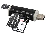 All-in-One Speicherkartenleser Cardreader kompatibel mit SD/Micro SD/M2/M2PRODUO USB Kartenlesergerät Multi Kartenleser Adapter Schw