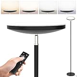 Anten 30W Deckenfluter LED Dimmbar Schwarz, 3330lm Stehlampe LED mit Fernbedienung&Touch Steuerung, Stehleuchte Wohnzimmer mit 4 Farbtemperatur, 1H Timer, Moderne Standleuchten für Schlafzimmer, Bü