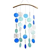 HAB & GUT -WCKU003B- Windspiel BLAU/GRÜN/WEIß, Perlmutt, 66 cm, Fensterschmuck, Mobile für Fenster, Terrasse, Balk
