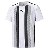 PUMA Unisex Kinder Teamliga Striped Jersey Jr Shirt, Puma White-puma Black, 152 EU