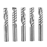 5 Stück 6-mm-Schaft-Einzelnut-Wolframkarbid-Schaftfräser-Bits für CNC-Fräser, Fräsen, Holz, Aluminium, Stahl, PCB, PVC, Acryl,