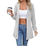 SKTIISN Damen Open Knit Cardigan Lange Strickjacke Damen Cardigan Sommer Strickjacke kurz Damen Leichter knopf Oversized Cardigan Damen Strickjacke Damen kurz große größen Mantel mit gürtel D