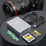 Dual-Slot CFexpress Typ B und SD Kartenleser, 10Gbps CF Express Kartenleser mit USB 3.1 Gen 2 Ultra Übertragungsgeschwindigkeit, CFexpress Typ B/SD Kartenadapter mit USB C zu USBC/USBA Kab