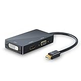 CSL - 4k 3in1 Mini Displayport 1.2 zu HDMI VGA oder DVI Adapter - 3840x2160 UHD 2160p 4k - kompatibel mit PC MAC Apple ASUS Dell Google Lenovo HP Toshiba Video und Audio-Übertragung - schw
