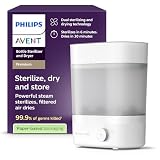 Philips AVENT Babyfläschchen-Sterilisator und -Trockner Premium, entfernt 99,9% der Bakterien, chemikalienfrei, Kapazität für 6 Fläschchen/Sauger/Zubehörteile, Modell SCF293/00