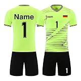 HDSD Personalisiertes Trikot Kinder Erwachsene Fussball Trikots & Shorts mit GRATIS Name + Nummer Team Logo Fußballtrikot (grün)