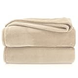 heimtexland Kuscheldecke flauschig Flanell Wohndecke warm Oekotex Tagesdecke Überwurf Sofadecke fusselfrei Fleecedecke Super Soft XL Decke 150x200 cm Typ380 Sand beig