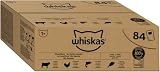Whiskas Adult 1+ Katzennassfutter Gemischte Auswahl in Gelee, 84 Portionsbeutel, 84x85g (1 Großpackung) – Hochwertiges Katzenfutter nass, für ausgew